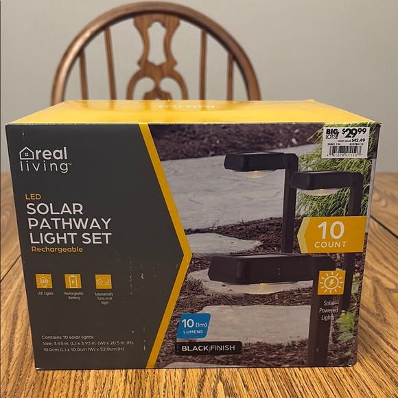 Real Living Other - Real Living LED Solar Pathway Light Set - Black 10ct